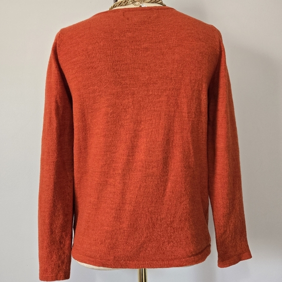 PAUL COSTELLOE Merino Wool Rust Orange Long Sleeve Sweater - Picture 5 of 10
